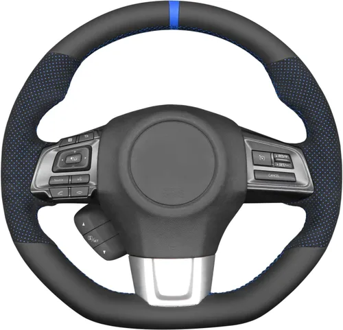 Vista 23 de MEWANT Funda de volante de automóvil transpirable cosida a mano para Subaru WRX 2015-2021 / WRX STI 2015-2021, accesorios para volante Subaru WRX