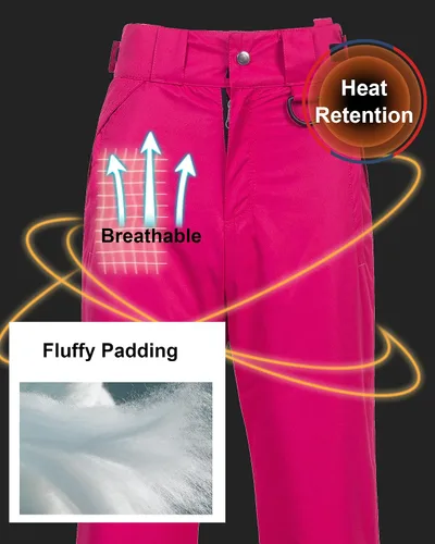 Vista 4 de CREATMO US Pantalones de nieve para mujer, baberos de esquí, impermeables, aislados, invierno y snowboard