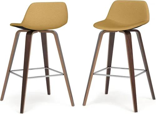 Vista 22 de SIMPLIHOME Randolph Taburetes de mostrador (juego de 2) taburetes de bar tapizados de madera curvada de 28 pulgadas de altura del asiento en tela