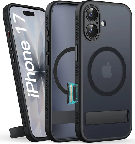 Vista 28 de BXYJY Funda magnética para iPhone Air con soporte, compatible con MagSafe, botón de control de cámara, protección completa de la lente, caída