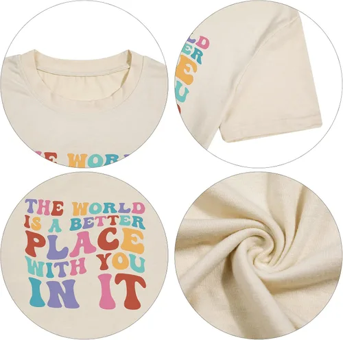 Vista 5 de Camisetas con texto en inglés The World is A Better Place with You in It (El mundo es un lugar mejor contigo in it), camiseta inspiradora