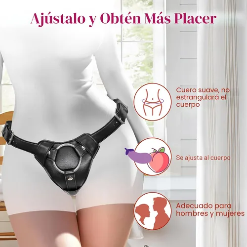 Vista 3 de Arnés con consolador para ataduras, juguetes sexuales para adultos para mujeres y hombres, consolador para pegging, cinturón ajustable de nylon