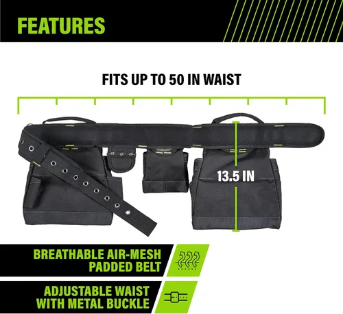 Vista 2 de AWP Tool Belt Tool Rig, Durable Premium Utility Belt Organizer for Men & Women, Utility Work, Electrician, Mechanic