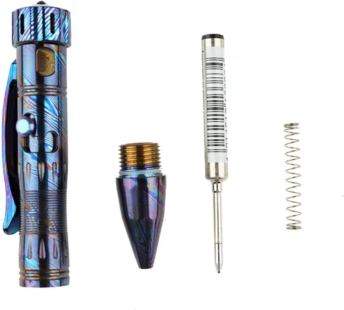 Vista 3 de MecArmy TPX10 Mini bolígrafo táctico de acción de perno de titanio con repuesto reemplazable, pequeño bolígrafo táctico EDC con cola giratoria
