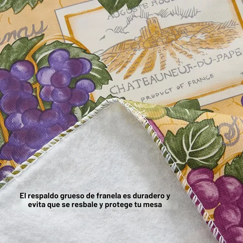 Vista 8 de Newbridge Mantel cuadrado de vinilo con parte trasera de franela de vinilo de 52 x 52 pulgadas, colorido estampado temático de vino y uva, fácil