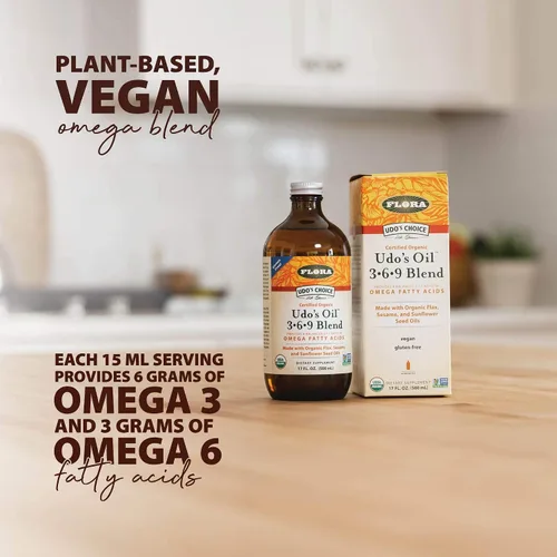Vista 3 de UDO's Triple Omega 3-6-9 Mezcla de aceite DHA, 8.5 onzas, sin OMG y sin gluten