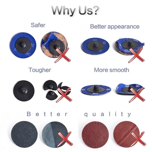 Vista 5 de Tshya Quick Change Grinding Disc, 50 Pcs 2 inch Sanding Discs, Zirconia Coated Roll Lock Disc for Surface Prep (36 Grit)