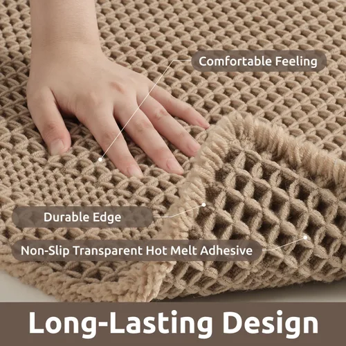 Vista 4 de AMOAMI Tapete de baño absorbente, diseño de punto gofre, antideslizante, lavable a máquina, con borlas, ultrasuave, bohemio, para piso, 2 x 4 pies