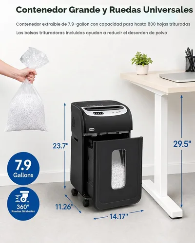 Vista 5 de VidaTeco - Trituradora de papel de microcorte de 18 hojas para oficina