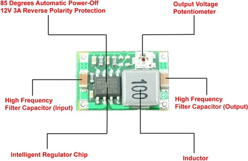 Vista 5 de Mini360 3A DC-DC Voltaje Reductor Convertidor de Energía Buck Módulo para RC Aviones Drones 2 Unids