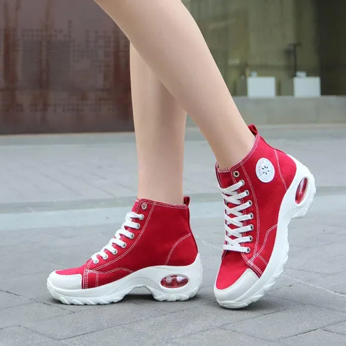 Vista 3 de Zapatos deportivos de lona con suela alta para mujer