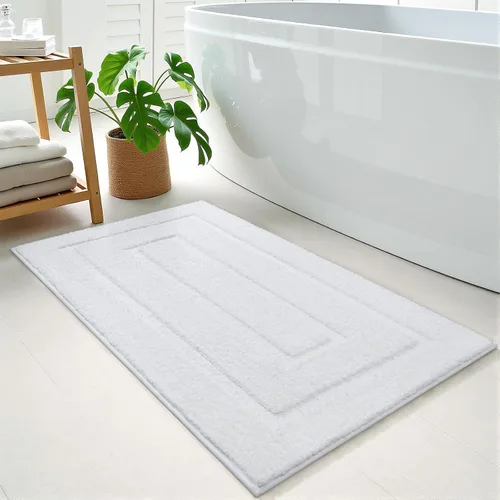Vista 39 de HOMORE Alfombra de baño negra de 24 x 17 pulgadas, suave y absorbente, alfombra de baño pequeña, alfombra de baño lavable antideslizante para bañera