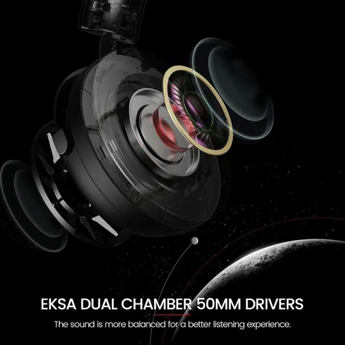 Vista 3 de EKSA Auriculares para juegos con micrófono para PS5 PS4 PC Switch Xbox One, auriculares sobre la oreja con micrófono desmontable con cancelación