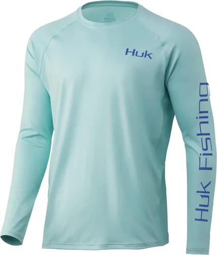Vista 11 de HUK Camiseta de pesca de manga larga con protección solar para hombre Vc Pursuit Pescado de hueso - Glaciar