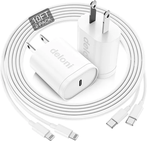 Vista 8 de Cargador de teléfono de carga rápida de 6 pies, bloque de cargador USB C rápido de 20 W con cable USB C a Lightning de 6 pies de longitud
