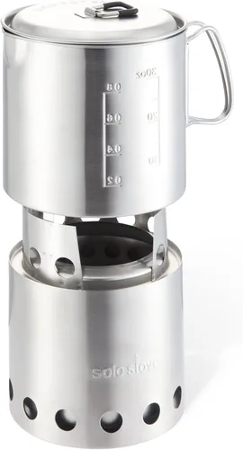 Vista 2 de Solo Stove & Pot 900 Combo: sistema de cocina a leña ultraliviana. Kit de cocina liviana para excursionismo, camping, supervivencia. Quema ramas,