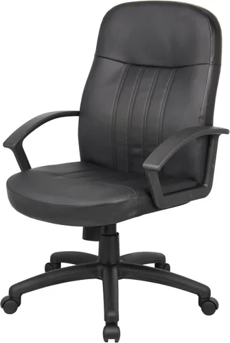Vista 6 de Boss Office Products B8106 Silla ejecutiva de cuero en negro, respaldo medio