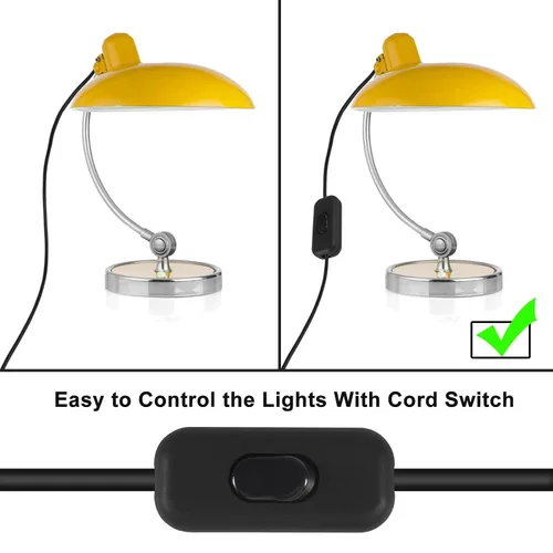 Vista 6 de 2 interruptores de cable en línea, AC120V 10A, 250V 6A, interruptor de control de lámpara de encendido y apagado para dormitorio, lámpara de mesa