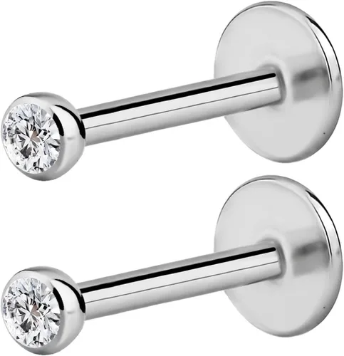 Vista 9 de Forbidden Body - Piercing de acero quirúrgico de acero quirúrgico con rosca interna de micro circonita cúbica, tragus, labret, hélice, parte