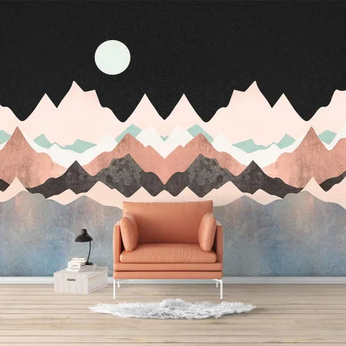 Vista 27 de SIGNFORD - Mural de pared de estilo nórdico con papel tapiz de paisaje natural extraíble para dormitorio o sala de estar.