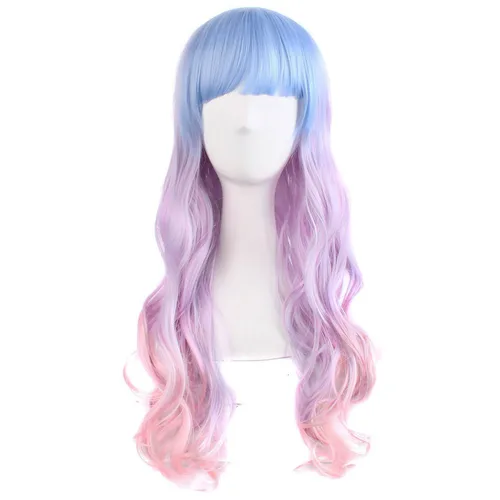 Vista 5 de Moda de niña: peluca de pelo corto recto natural de la marca MapofBeauty. Azul marino