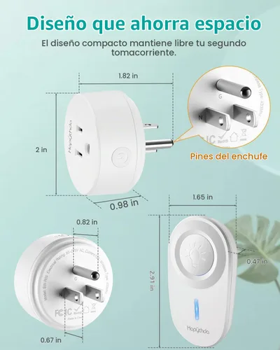 Vista 5 de Toma de control remoto, interruptor de luz remoto con rango de RF de 15A/1500 W y 500 pies, sin necesidad de cableado, enchufe inteligente