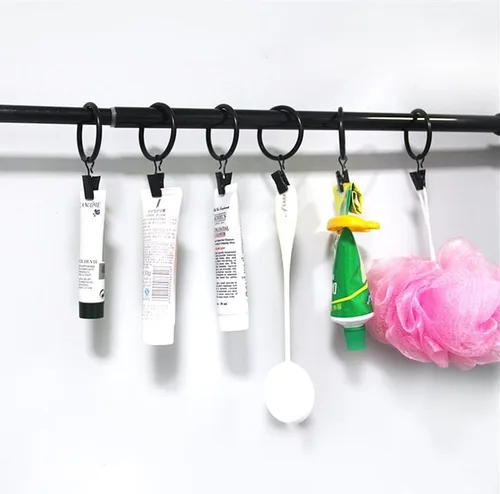 Vista 5 de Paquete de 50 clips y ganchos de acero inoxidable para cortinas – Perchas de metal resistentes al óxido para decoración del hogar, fotos, Negro