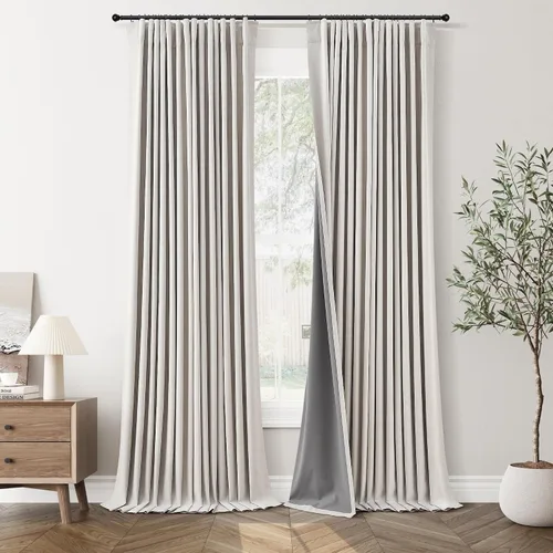 Vista 26 de Jowels Cortinas opacas de lino natural de 96 pulgadas de largo, 2 paneles
