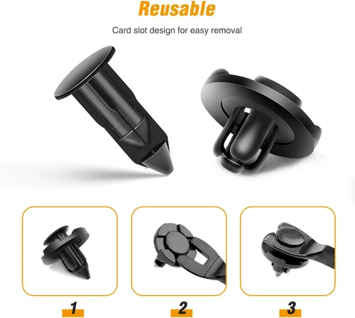 Vista 8 de GOOACC 100 piezas de remaches de sujeción de parachoques de repuesto OEM para Infiniti 1997-2012 Nissan 1998-2015# 01553-09321 Nylon 0.315 in