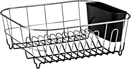 Vista 2 de Escurreplatos de platos pequeño de acero cromado de lujo (negro)