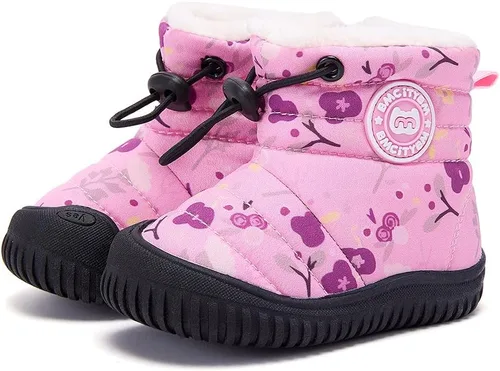 Vista 9 de BMCiTYBM Botas de nieve para bebés y niños pequeños, zapatos de invierno para niños y niñas, zapatos de bebé de piel sintética para clima frío
