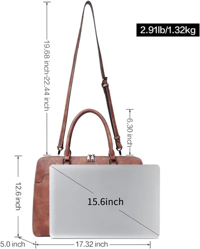 Vista 3 de CLUCI Maletín de cuero para mujer 15.6 pulgadas portátil de negocios vintage delgado bolso de hombro de las señoras
