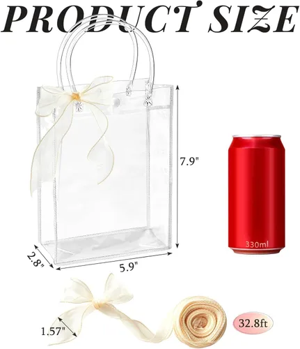 Vista 2 de Ohuimrt - Bolsas de regalo de plástico transparente con asas, 24
