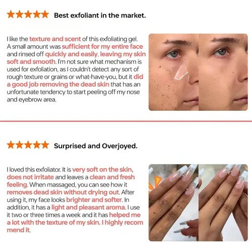 Vista 6 de QUARXERY Gel exfoliante purificante, 2 piezas: suave para la cara, exfoliante facial para exfoliación facial, limpia la suciedad y los aceites