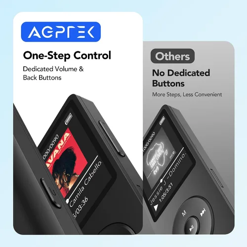 Vista 6 de Reproductor de música MP3 AGPtek – A02 Sonido sin pérdidas, soporta hasta 128 GB