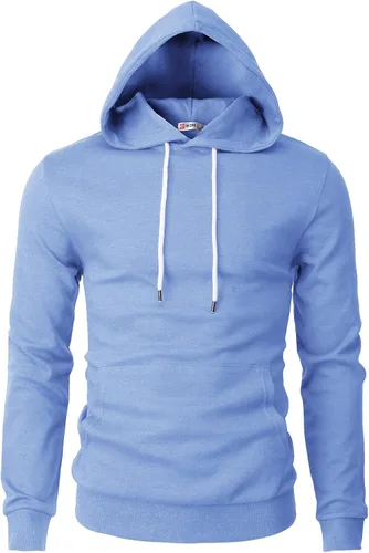 Vista 43 de H2H Sudadera con Capucha Tipo Pullover para Hombre, Ligera, de Manga Larga, con Bolsillo Canguro, Ajuste Ceñido, Básica, Casual, Suéter