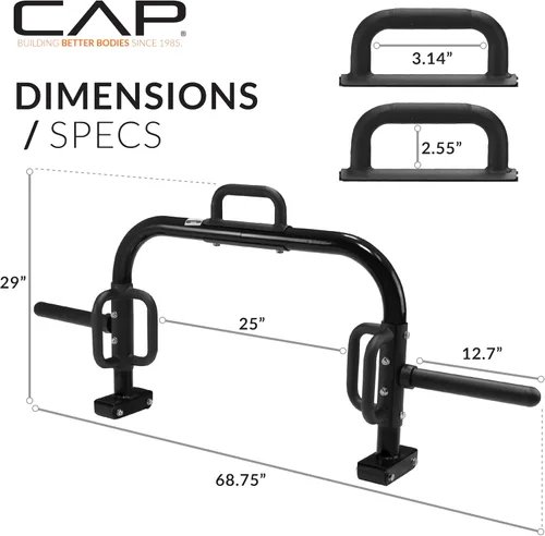 Vista 2 de CAP Barbell Barra de trampa abierta Deluxe - Barra hexagonal y de encogimiento para pesas olímpicas y estándar