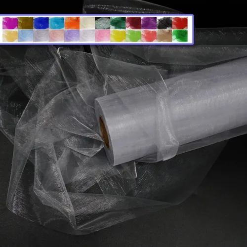 Vista 16 de Rollos de tela de tul de organza, organza cristal de 12" por 50 yardas (150 pies), carrete de malla de nailon transparente sedoso y brillante