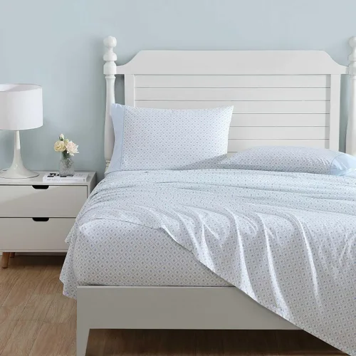 Vista 2 de Laura Ashley - Juego de sábanas, ropa de cama de algodón percal transpirable, 200 hilos, bolsillo profundo, elegante decoración del hogar