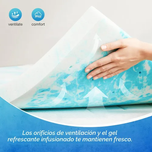Vista 5 de Cubrecolchón Twin XL - Espuma viscoelástica de 2 pulgadas con infusión de gel refrescante para el dolor de espalda, certificado CertiPUR-US