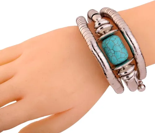 Vista 2 de Yazilind Jewelry Vintage Twisted Rimous Brazalete de aleación para mujer
