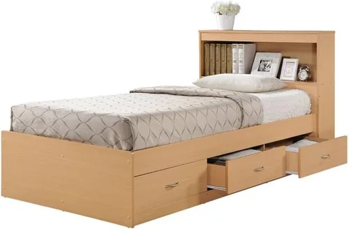 Vista 12 de Pemberly Row Cama de almacenamiento tamaño individual con cabecera de estantería, madera duradera, acabado blanco, 3 cajones, deslizadores