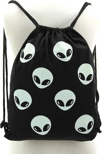 Vista 2 de Mochila con cordón alienígena que brilla en la oscuridad, Negro
