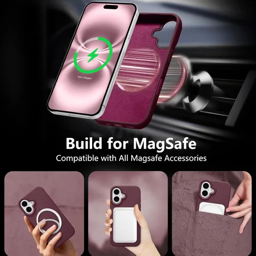 Vista 528 de Funda magnética de silicona para iPhone 13 Pro, color blanco antiguo [Compatible con Magsafe] [Forro de microfibra suave antiarañazos], funda