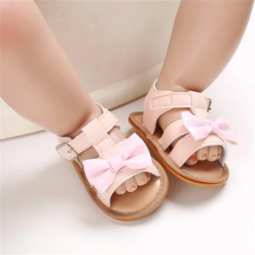 Vista 2 de LAFEGEN Sandalias de verano para bebé niña, suela suave antideslizante, correa en T, zapatos de vestir para cuna para niños pequeños de 3 a 18 meses