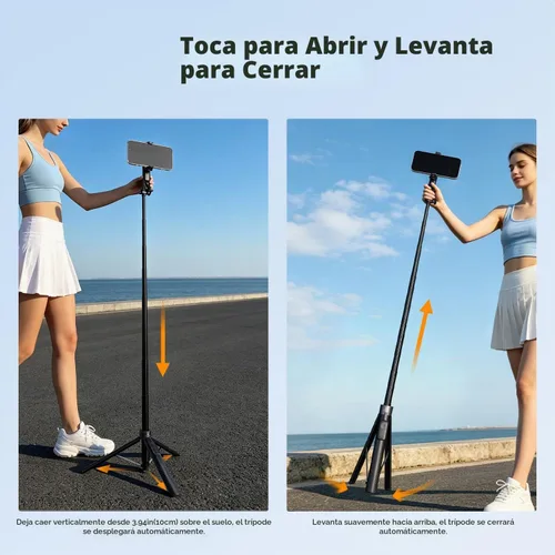 Vista 5 de K&F CONCEPT Trípode de teléfono de 72 pulgadas, clip y palo magnético para selfie con luz de relleno y control remoto, soporte de trípode automático