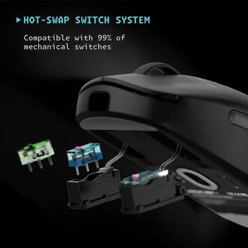 Vista 3 de Lancer.001 PRO - Mouse inalámbrico para juegos de 8K, 2.18 onzas de peso ligero, interruptores intercambiables en caliente, sensor PAW3950