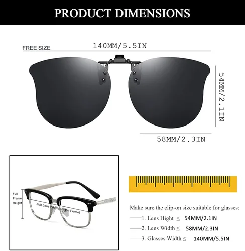 Vista 22 de Gafas de sol polarizadas con clip de ojo de gato, antirreflejos, protección UV, gafas de sol de gran tamaño sobre gafas graduadas