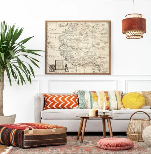 Vista 4 de Negroland Map - Póster artístico de pared de Guinea Ghana - Documento histórico para todas las generaciones futuras - Historia de 1747 África