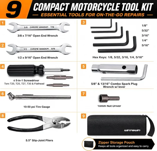 Vista 2 de Kit de herramientas de reparación de motocicleta para motocicletas Harley Davidsons, juego de herramientas básicas de reparación de bicicletas, kit